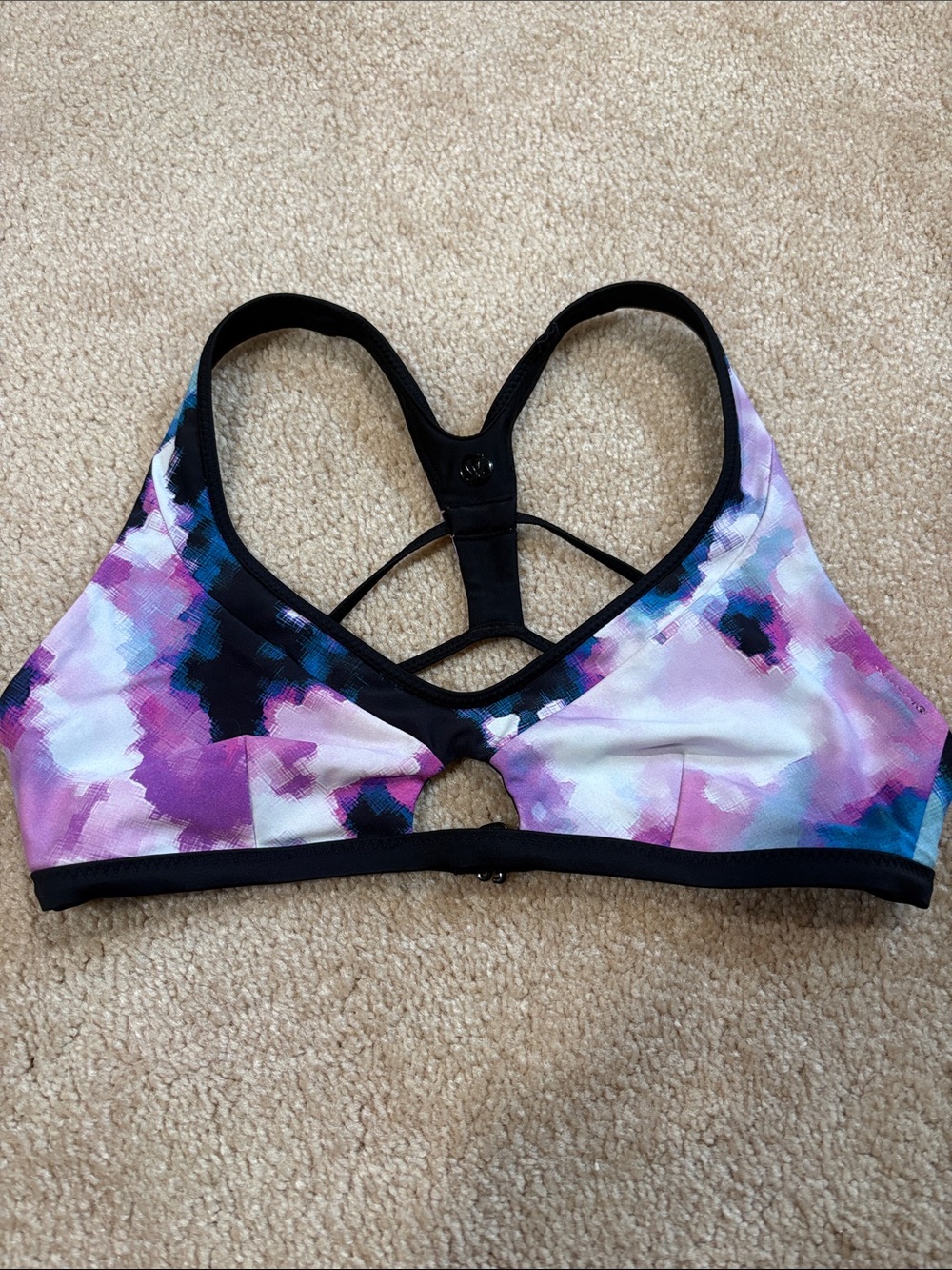 lululemon athletica Purple & Pink Watercolor Strappy Bikini Top